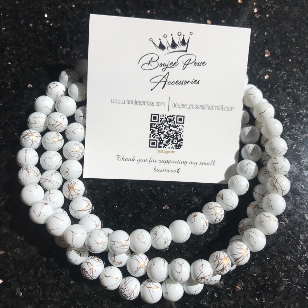 White/Gold Opaque Beads